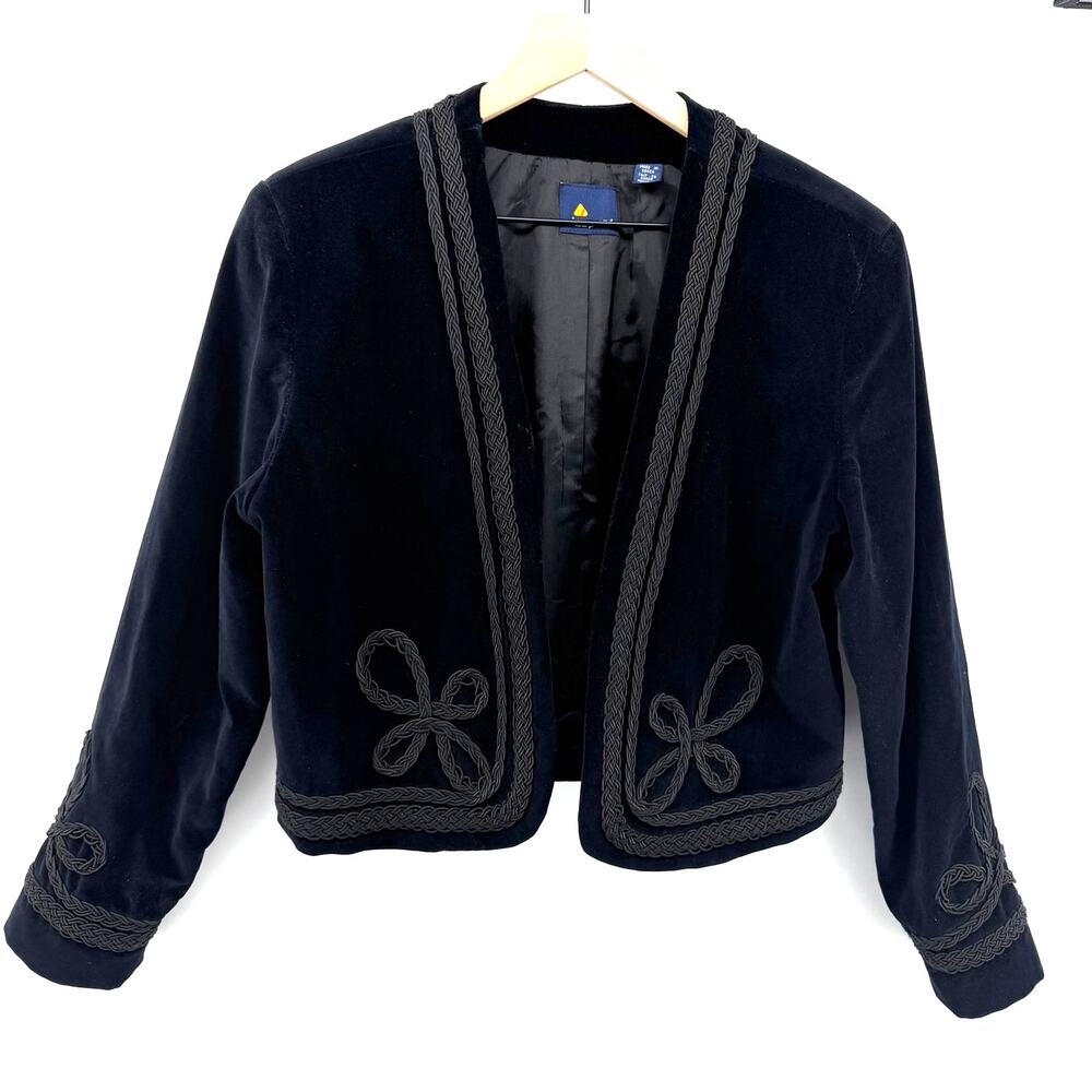 Lizzport Vintage Velvet Soutache Embroidered Bolero Jacket Sz 8 Whimsygoth